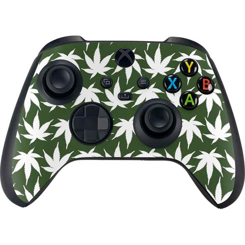 Marijuana Leaf White Pattern Xbox Series X Skins